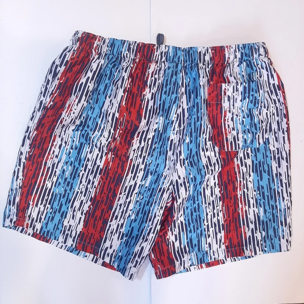 Speedo Mens Striped Swim Trunks Beach Summer Bathing Suit Mens XXL Blue Red